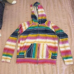 Girls Billabong Stripped Zip Up Hoodie